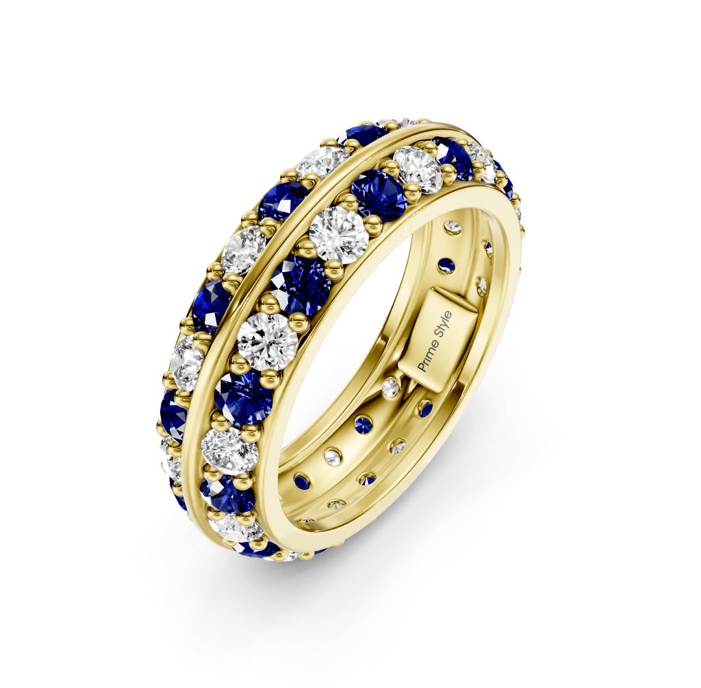 1.80 CT Round Cut Blue Sapphires and Diamonds - Eternity Rings - Primestyle.com