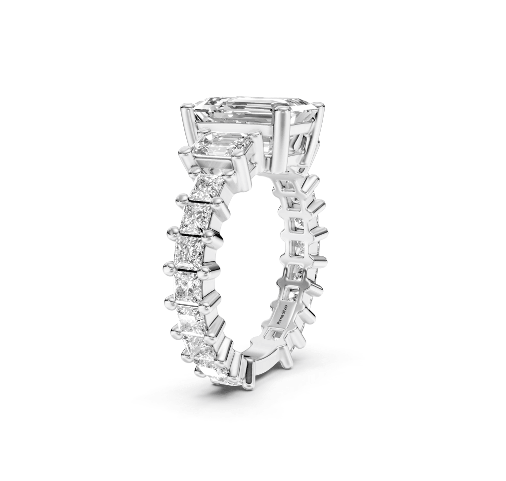 3.20-8.70 CT Emerald & Princess Cut Diamonds - Engagement Ring