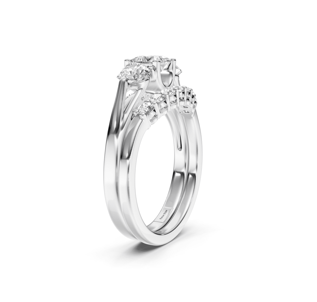 1.30-6.80 CT Princess & Round Cut Lab Grown Diamonds - Bridal Set