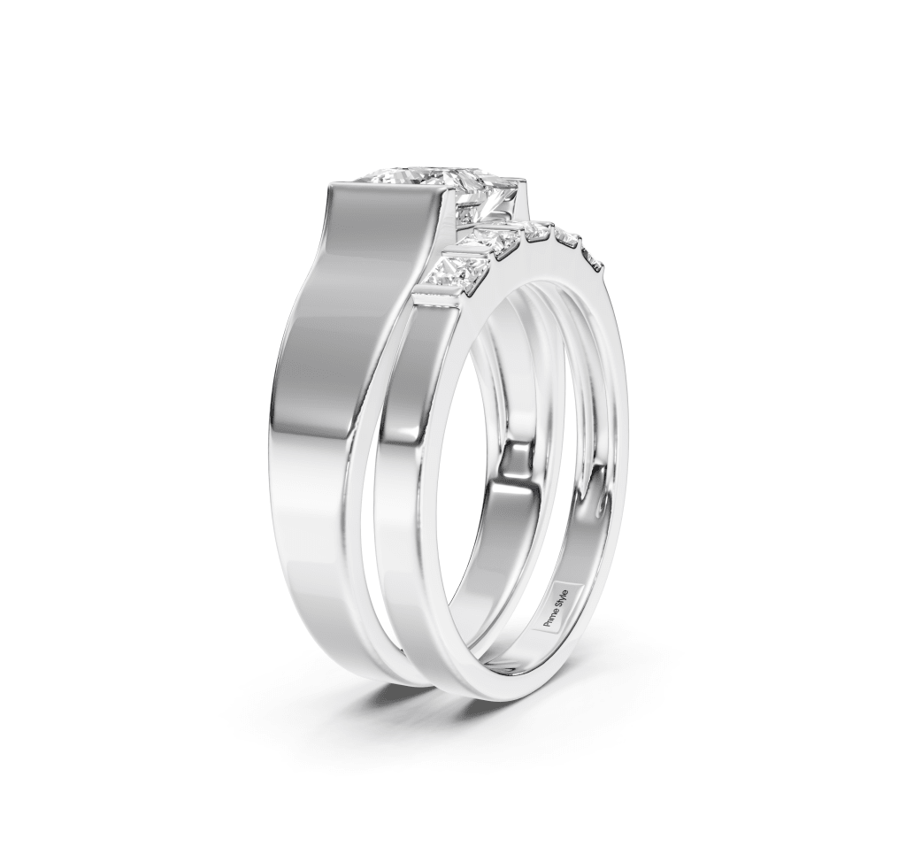 0.90-6.40 CT Princess Cut Lab Grown Diamonds - Bridal Set