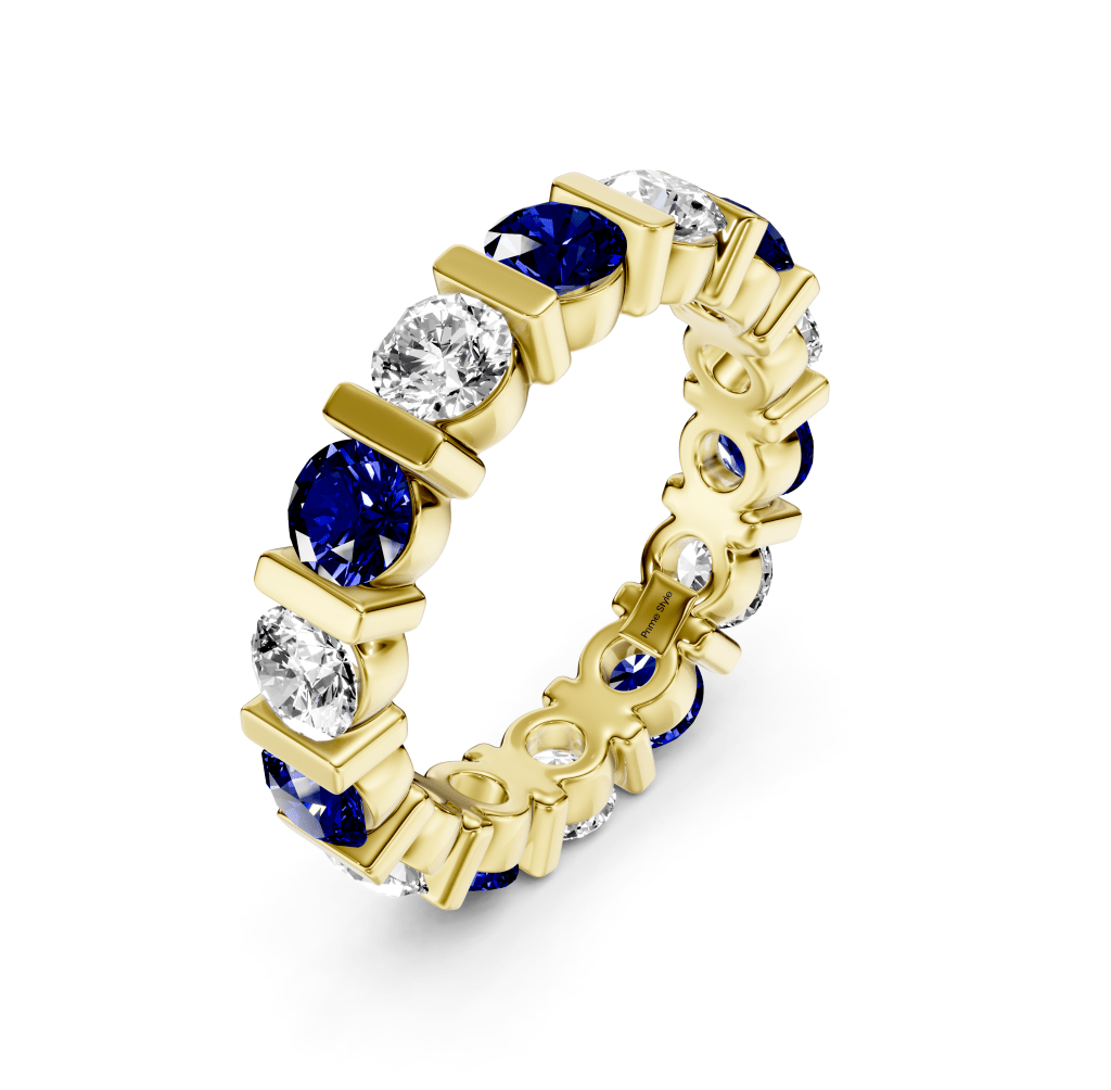 2.00 - 6.00 CT Round Cut Blue Sapphires and Diamonds - Eternity Rings - Primestyle.com