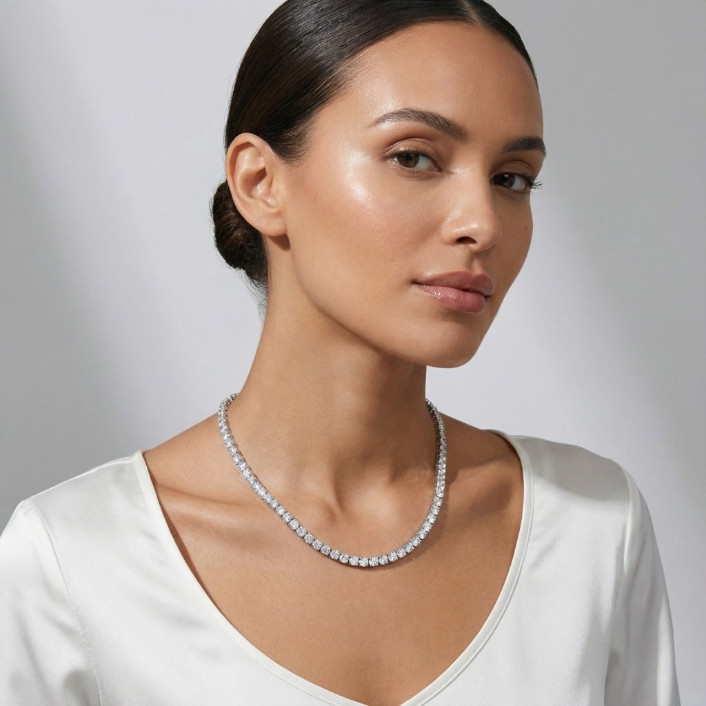 15.00 CT Round Cut Diamonds - Diamond Necklace - Primestyle.com