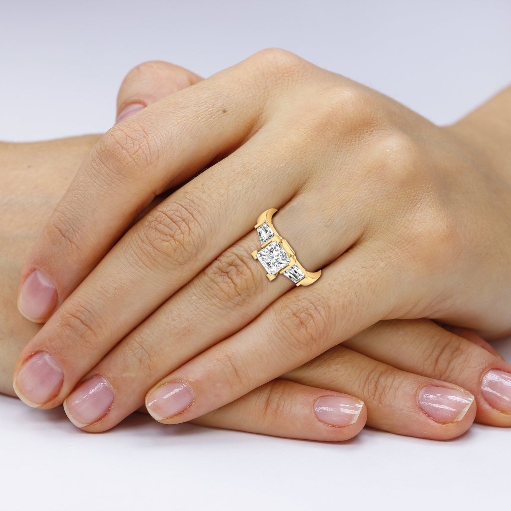 0.90-6.40 CT Princess & Taper Cut Lab Grown Diamonds - Engagement Ring