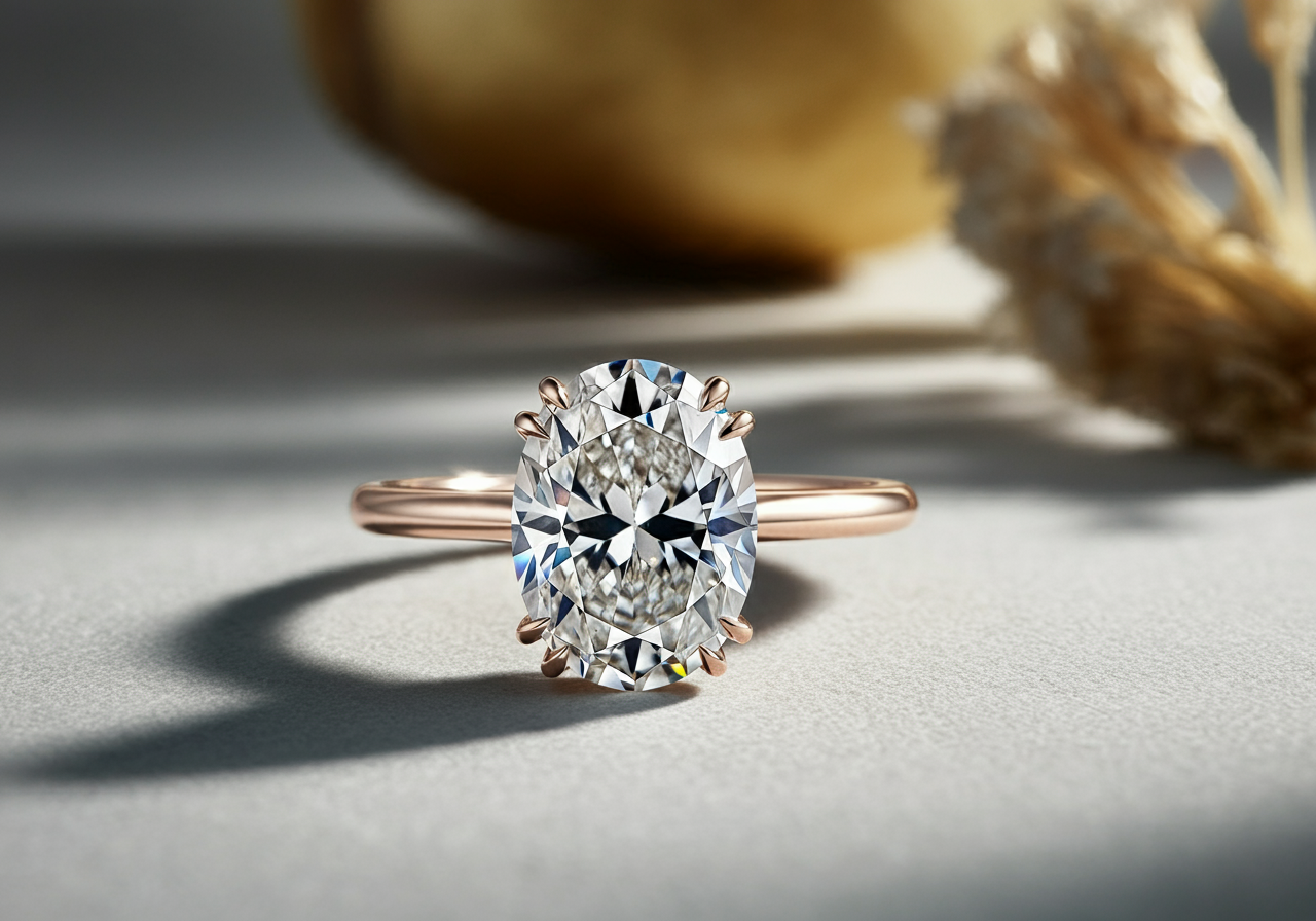 Solara Oval Cut Diamond Solitaire Ring