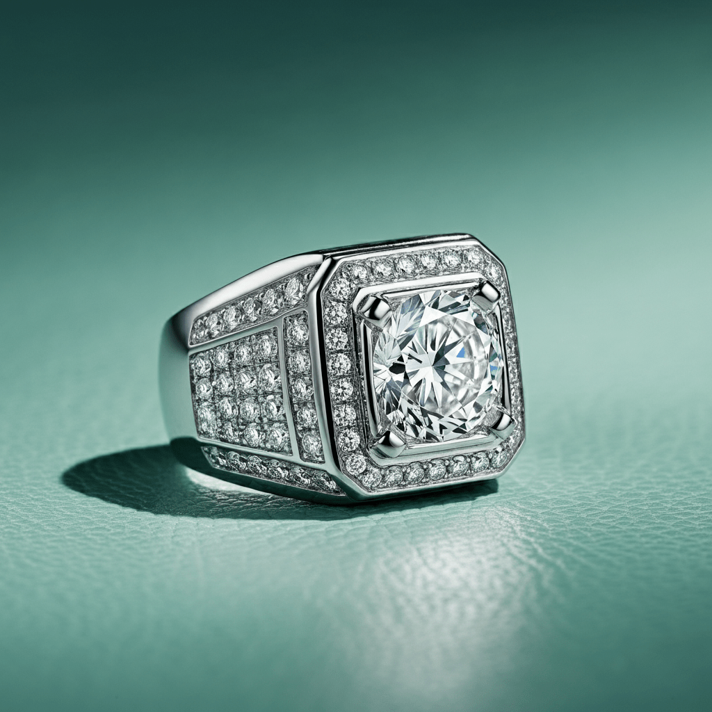 Imperial Round Cut Diamond Emblem Ring - Primestyle.com