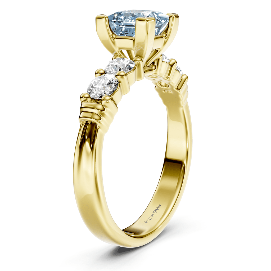 1.55 - 4.55 CT Princess & Round Cut Fancy Blue Diamonds - Engagement Ring - Primestyle.com