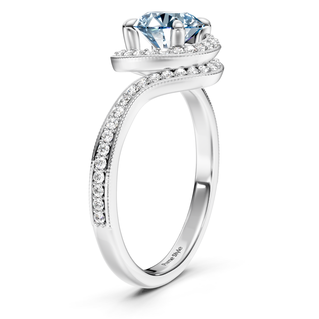 1.25-4.25 CT Round Cut Fancy Blue Diamonds - Engagement Ring