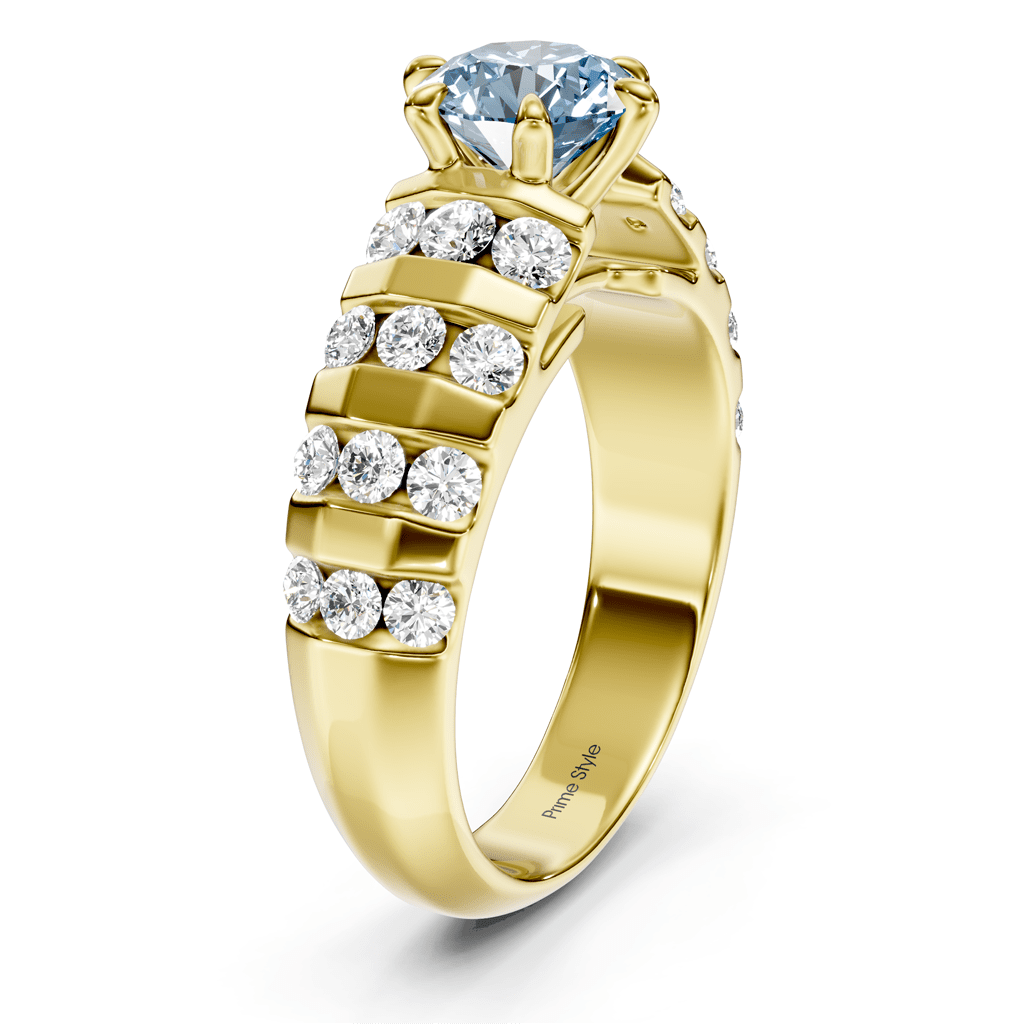 1.75 - 4.75 CT Round Cut Fancy Blue Diamonds - Engagement Ring - Primestyle.com