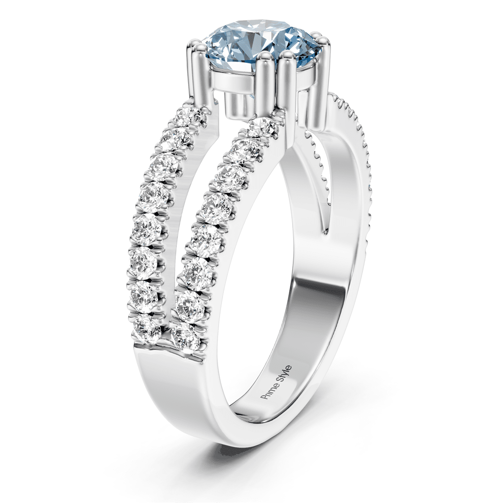 1.70 - 4.70 CT Round Cut Fancy Blue Diamonds - Engagement Ring - Primestyle.com