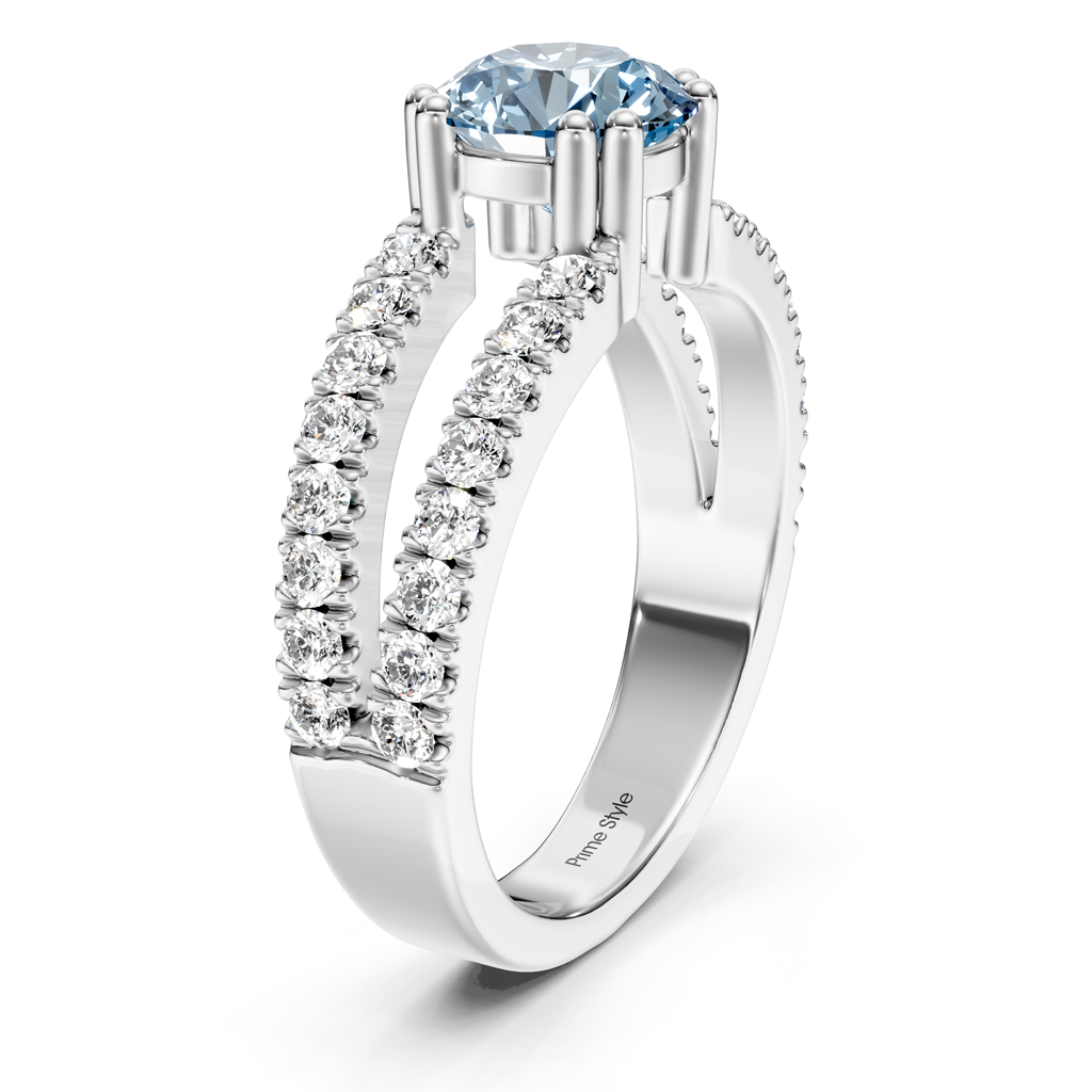 1.70-4.70 CT Round Cut Fancy Blue Diamonds - Engagement Ring