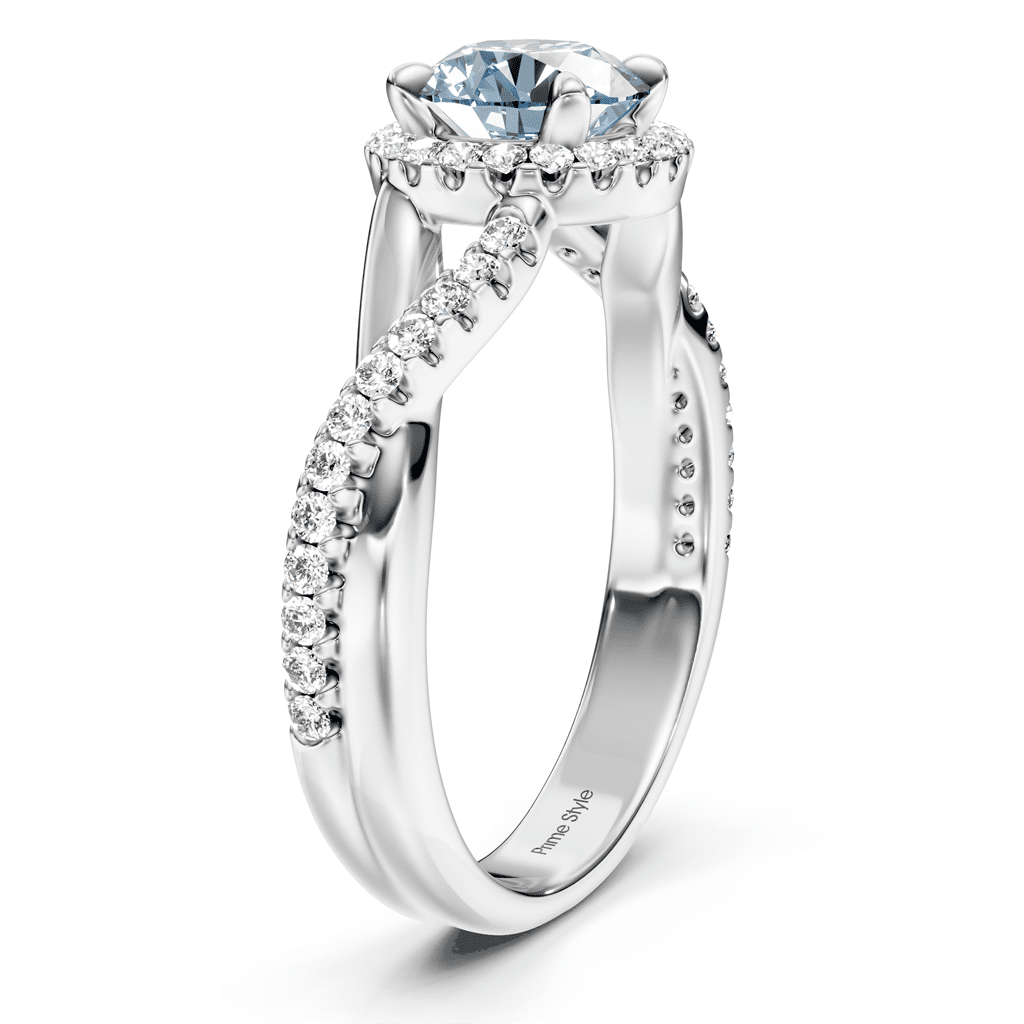 1.25 - 4.25 CT Round Cut Fancy Blue Diamonds - Engagement Ring - Primestyle.com