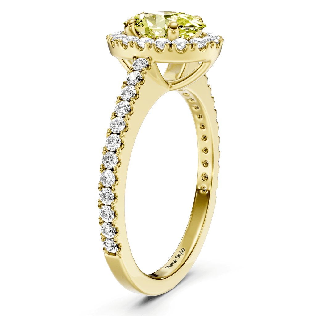 1.37-4.37 CT Oval & Round Cut Fancy Yellow Diamonds - Engagement Ring