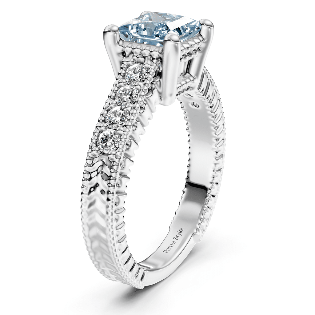 1.30 - 4.30 CT Princess & Round Cut Fancy Blue Diamonds - Engagement Ring - Primestyle.com