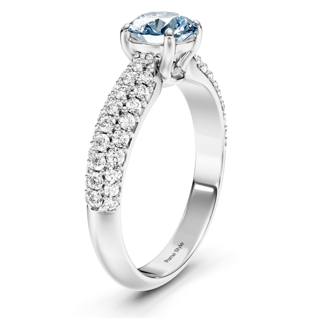 1.50-4.50 CT Round Cut Fancy Blue Diamonds - Engagement Ring