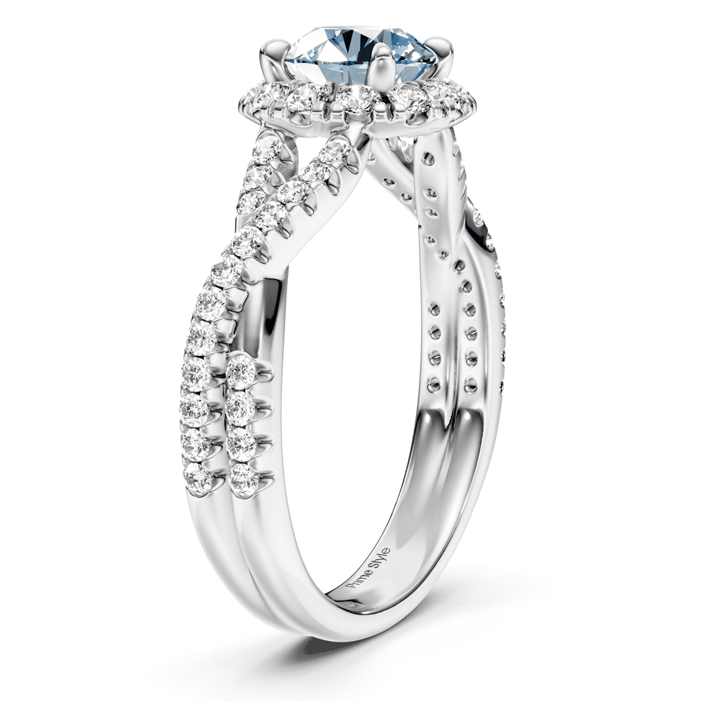 1.45 - 4.45 CT Round Cut Fancy Blue Diamonds - Engagement Ring - Primestyle.com