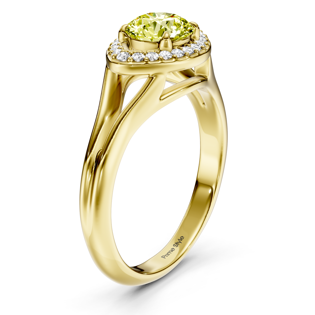 1.10-4.10 CT Round Cut Fancy Yellow Diamonds - Engagement Ring