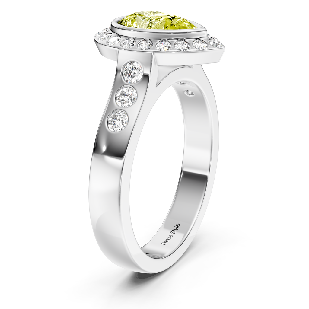 1.38-4.38 CT Pear & Round Cut Fancy Yellow Diamonds - Engagement Ring