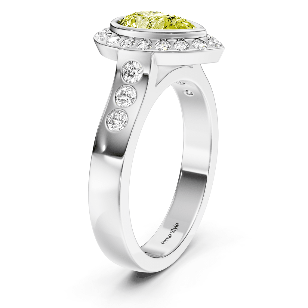 1.38 - 4.38 CT Pear & Round Cut Fancy Yellow Diamonds - Engagement Ring - Primestyle.com