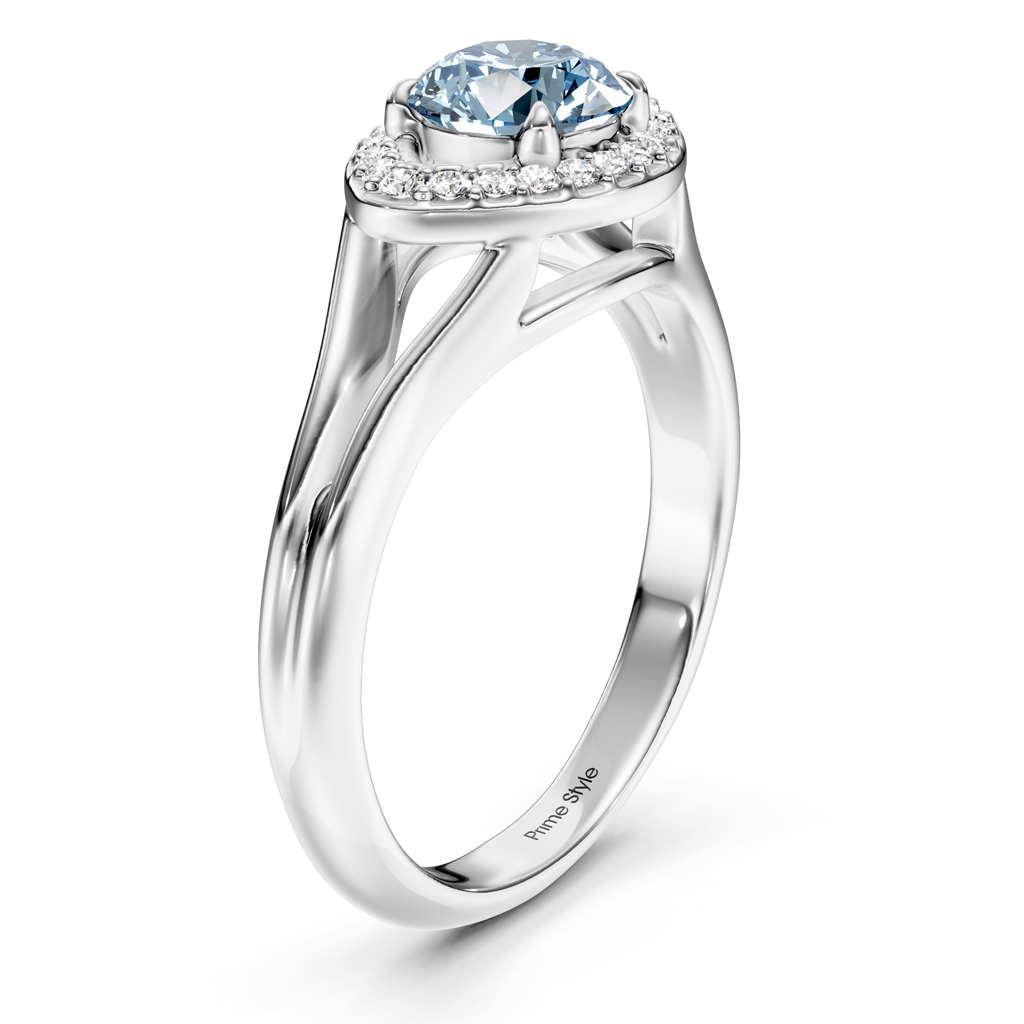 1.10-4.10 CT Round Cut Fancy Blue Diamonds - Engagement Ring