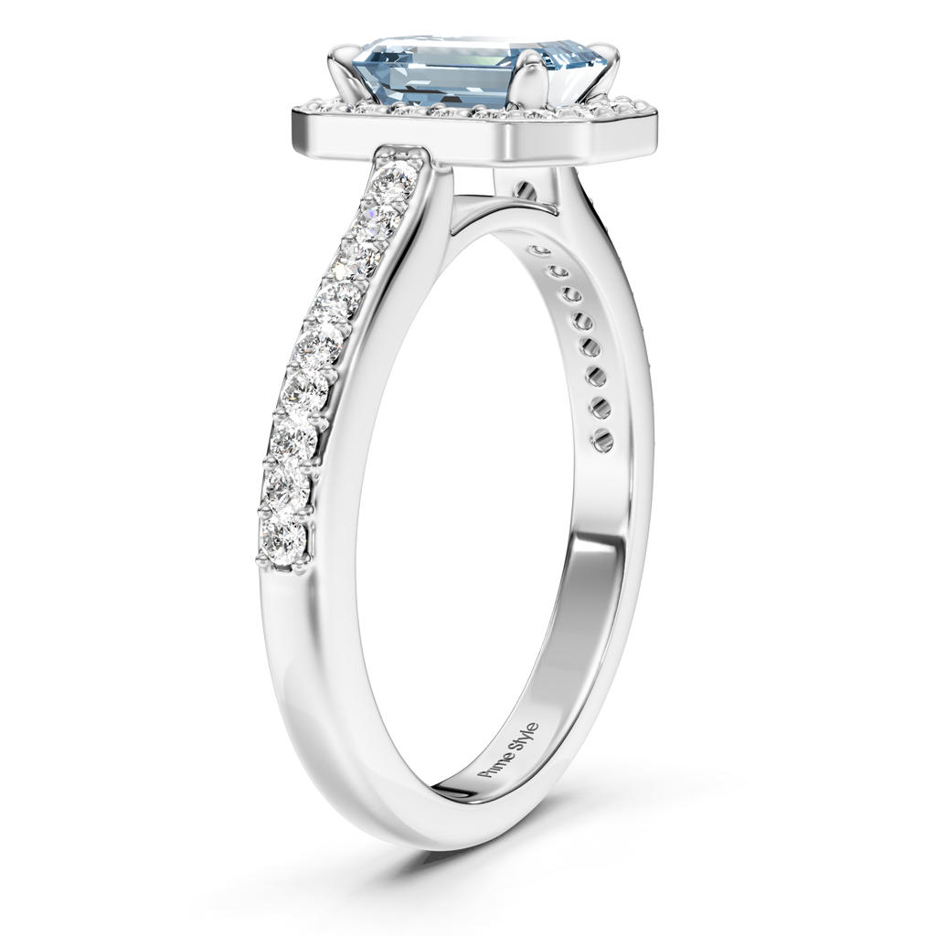 1.30-4.30 CT Emerald & Round Cut Fancy Blue Diamonds - Engagement Ring