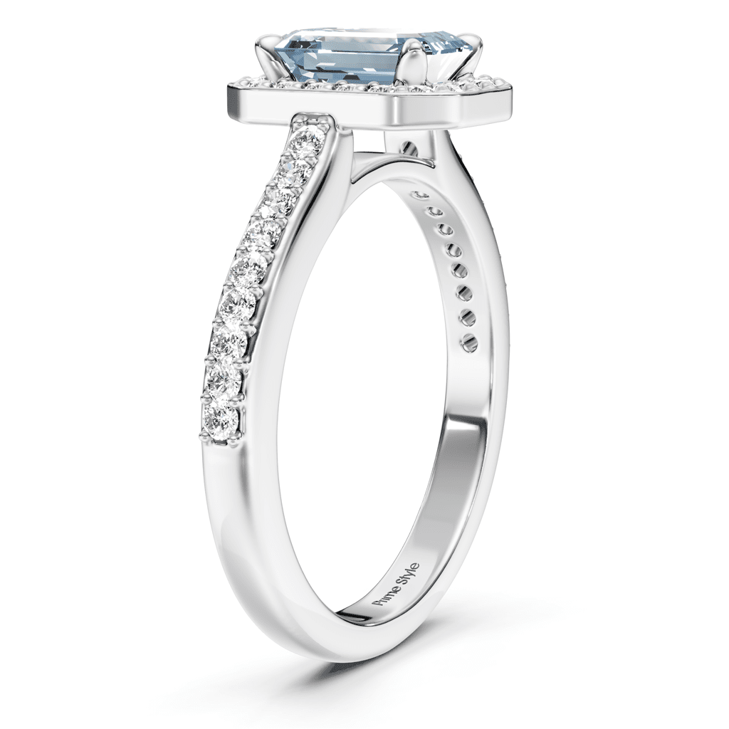 1.30 - 4.30 CT Emerald & Round Cut Fancy Blue Diamonds - Engagement Ring - Primestyle.com