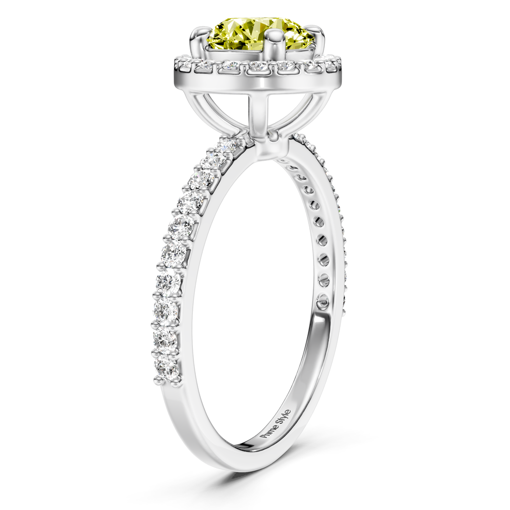 1.40-4.40 CT Round Cut Fancy Yellow Diamonds - Engagement Ring