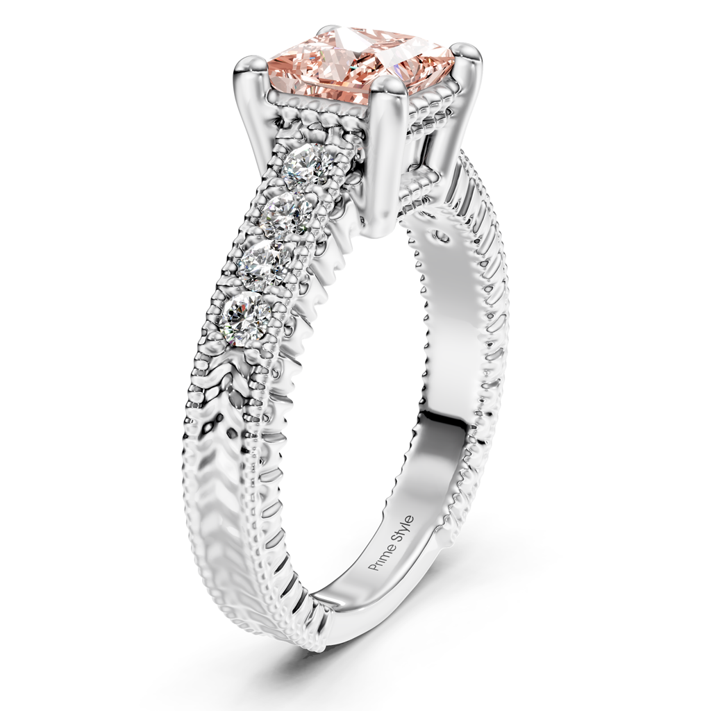 1.30-4.30 CT Princess & Round Cut Fancy Pink Diamonds - Engagement Ring