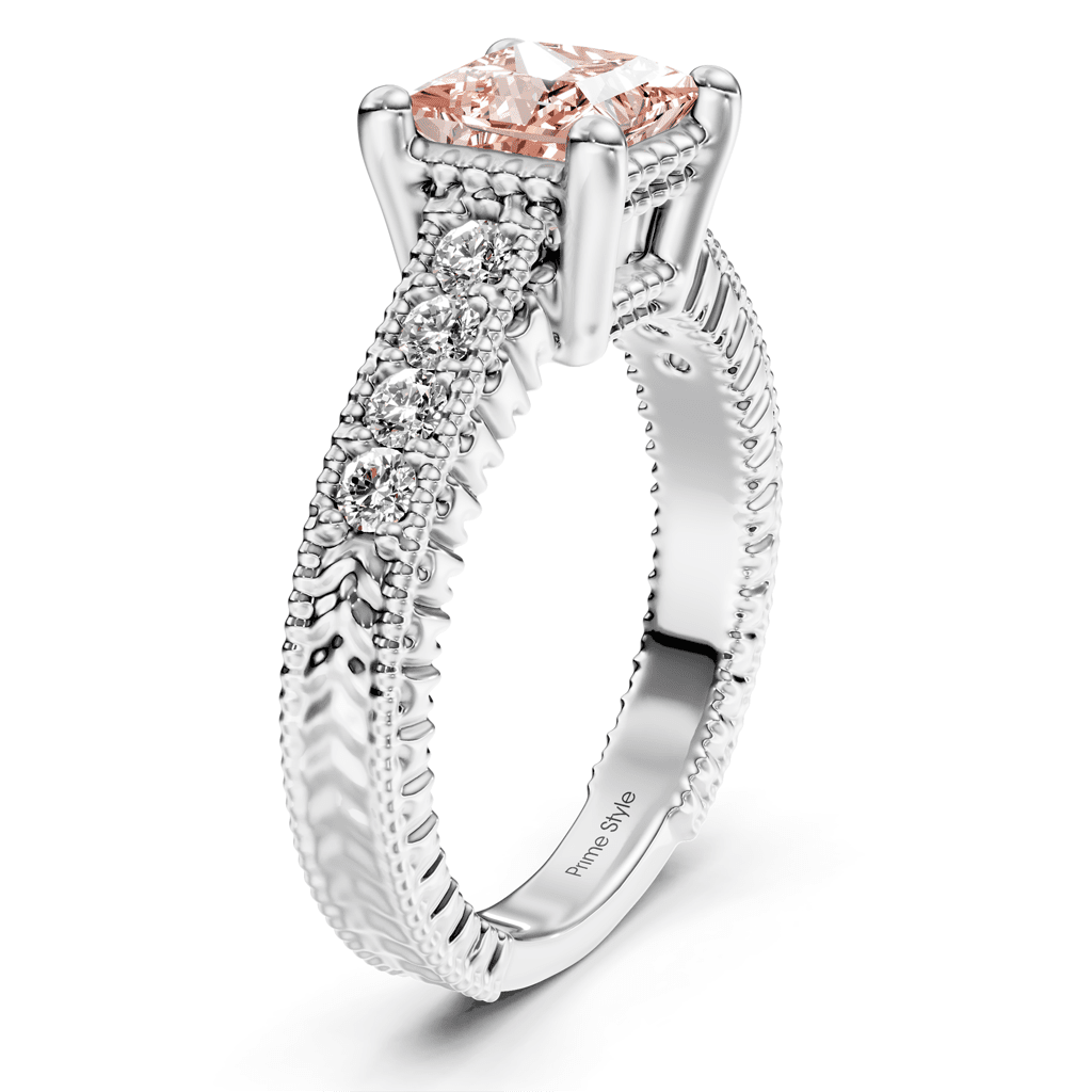 1.30-4.30 CT Princess & Round Cut Fancy Pink Diamonds - Engagement Ring