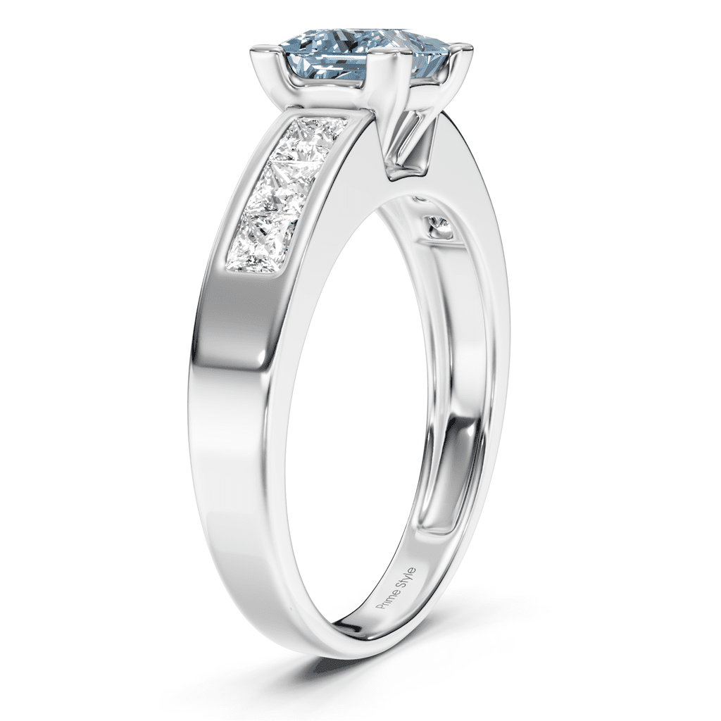 1.80 - 4.80 CT Princess Cut Fancy Blue Diamonds - Engagement Ring - Primestyle.com