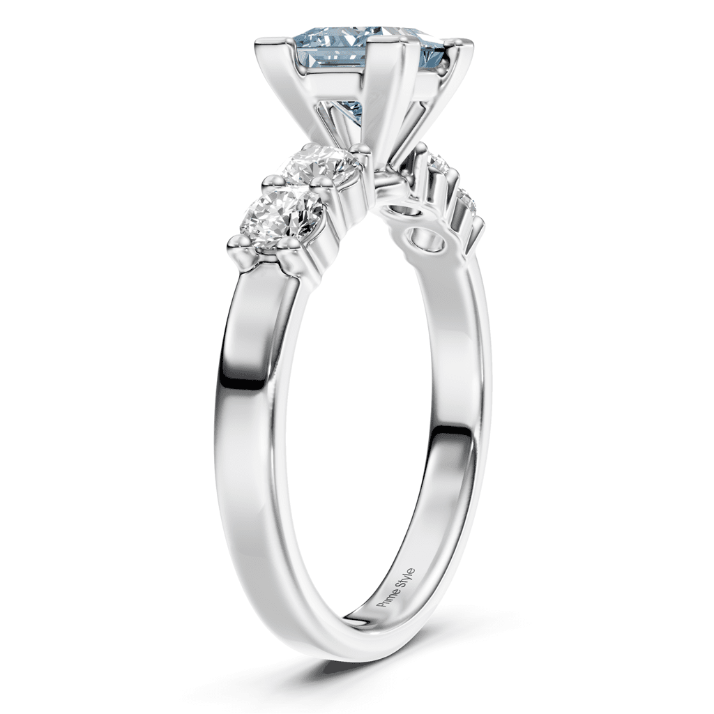 1.60 - 4.60 CT Princess & Round Cut Fancy Blue Diamonds - Engagement Ring - Primestyle.com
