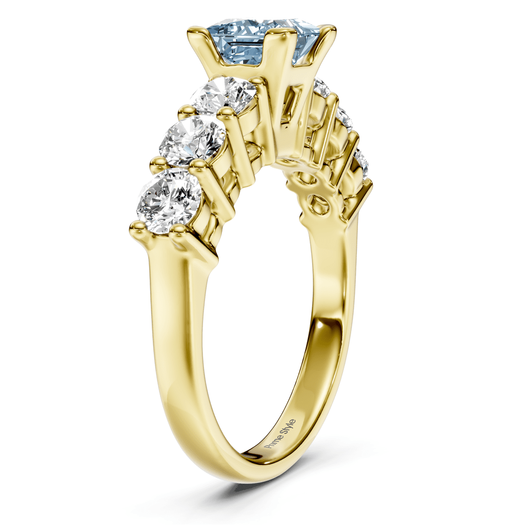2.60-5.60 CT Round Cut Fancy Blue Diamonds - Engagement Ring