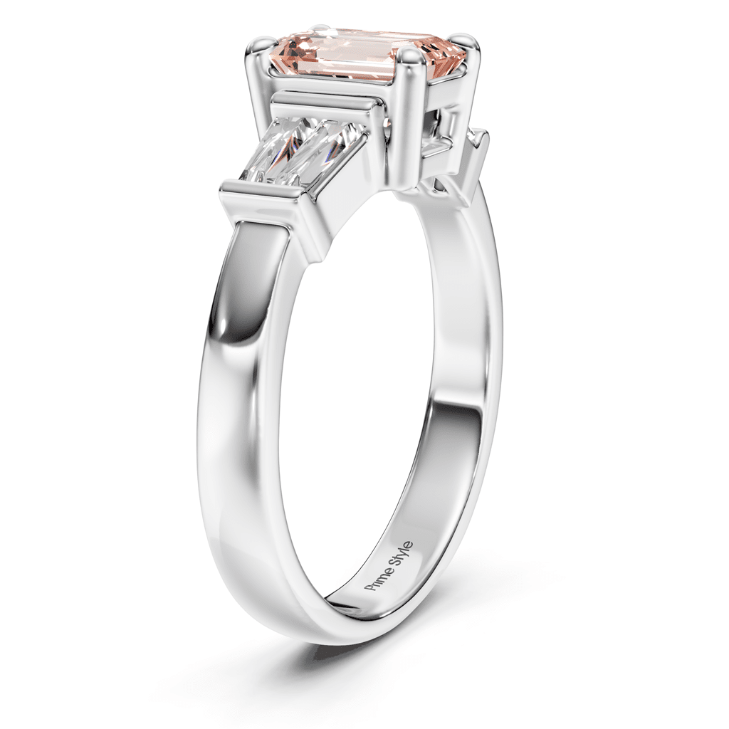 1.40 - 4.40 CT Emerald & Taper Cut Fancy Pink Diamonds - Engagement Ring - Primestyle.com