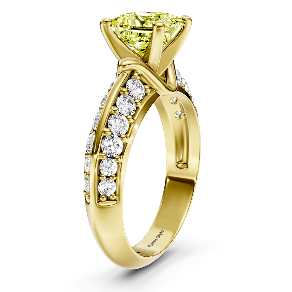 1.65-4.65 CT Princess & Round Cut Fancy Yellow Diamonds - Engagement Ring