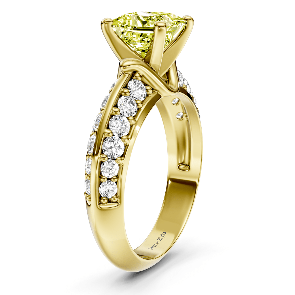 1.65 - 4.65 CT Princess & Round Cut Fancy Yellow Diamonds - Engagement Ring - Primestyle.com