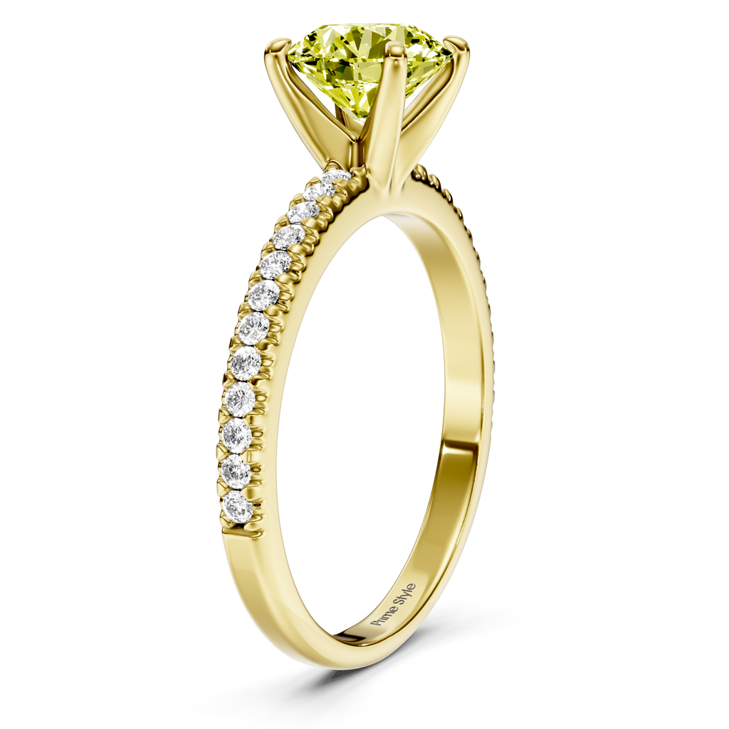 1.20-4.20 CT Round Cut Fancy Yellow Diamonds - Engagement Ring