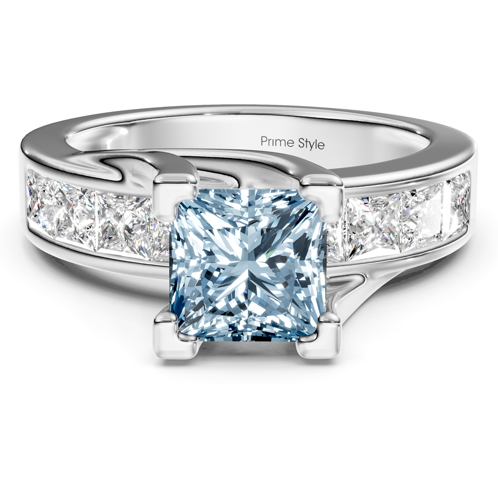 2.20-5.20 CT Princess Cut Fancy Blue Diamonds - Engagement Ring