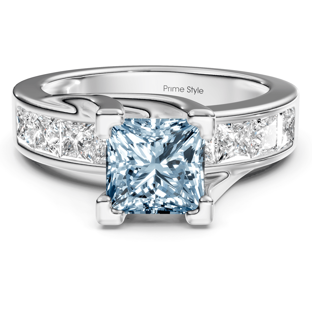 2.20 - 5.20 CT Princess Cut Fancy Blue Diamonds - Engagement Ring - Primestyle.com