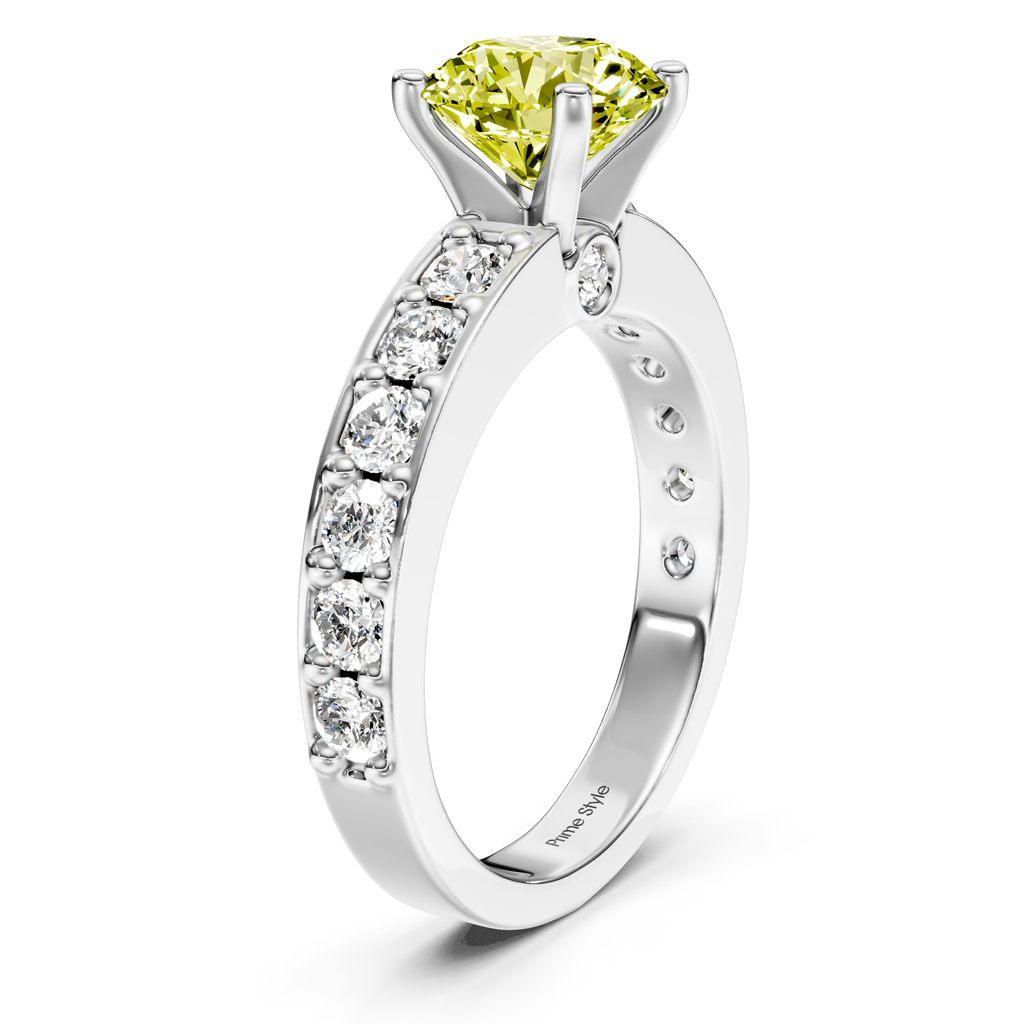 1.80-4.80 CT Round Cut Fancy Yellow Diamonds - Engagement Ring