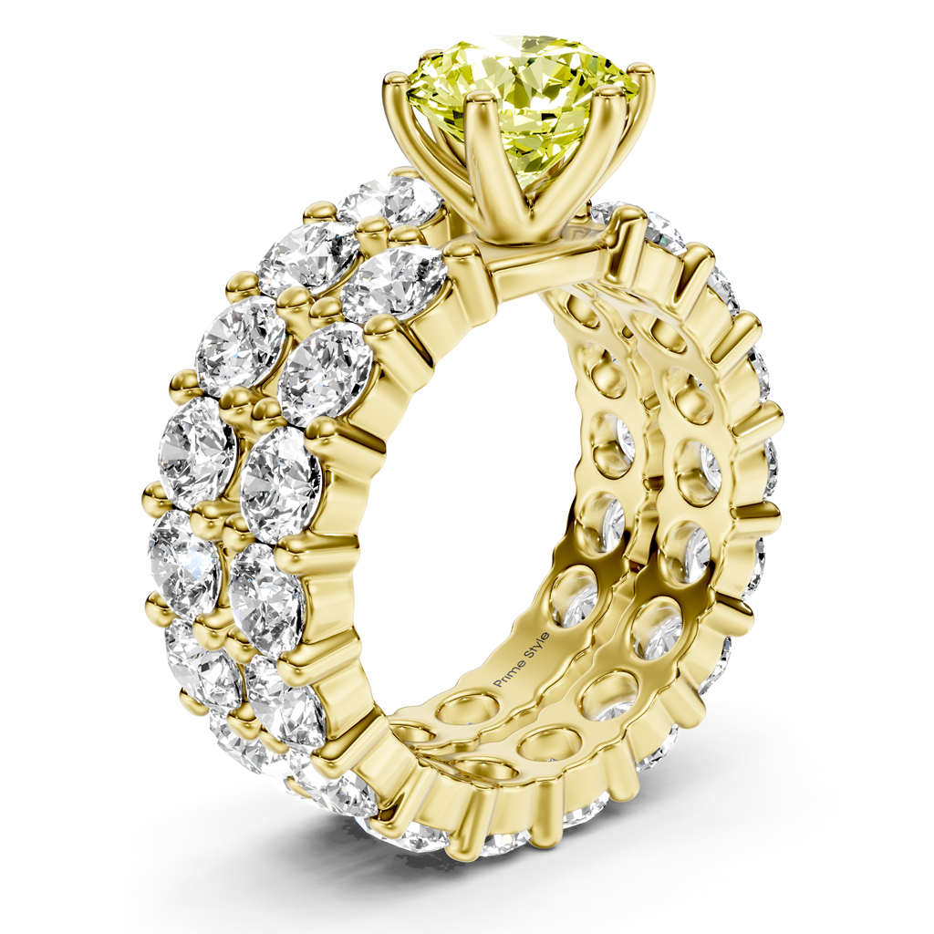 6.30-9.30 CT Round Cut Fancy Yellow Diamonds - Bridal Set