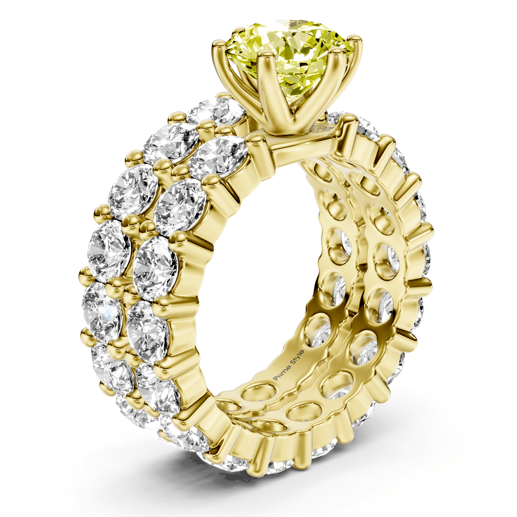 6.30 - 9.30 CT Round Cut Fancy Yellow Diamonds - Bridal Set - Primestyle.com