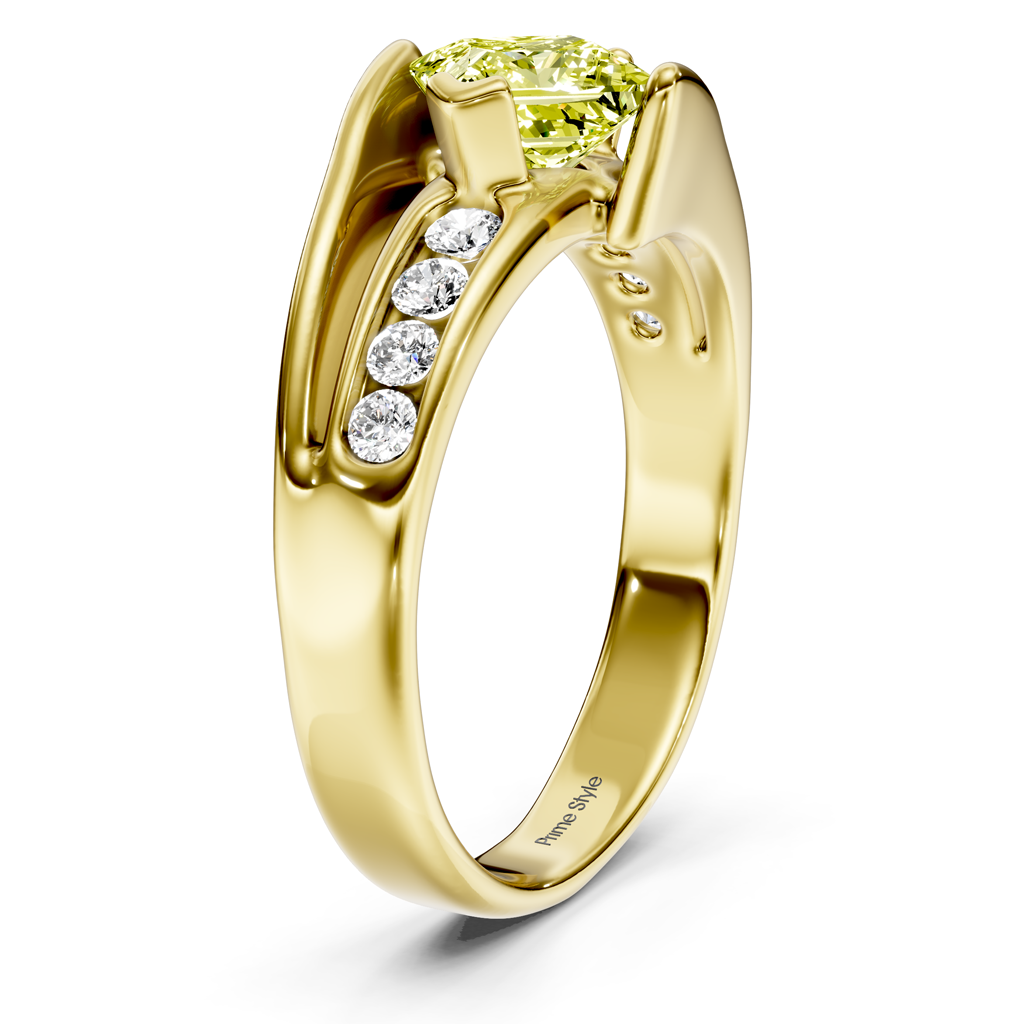1.25-4.25 CT Princess & Round Cut Fancy Yellow Diamonds - Engagement Ring