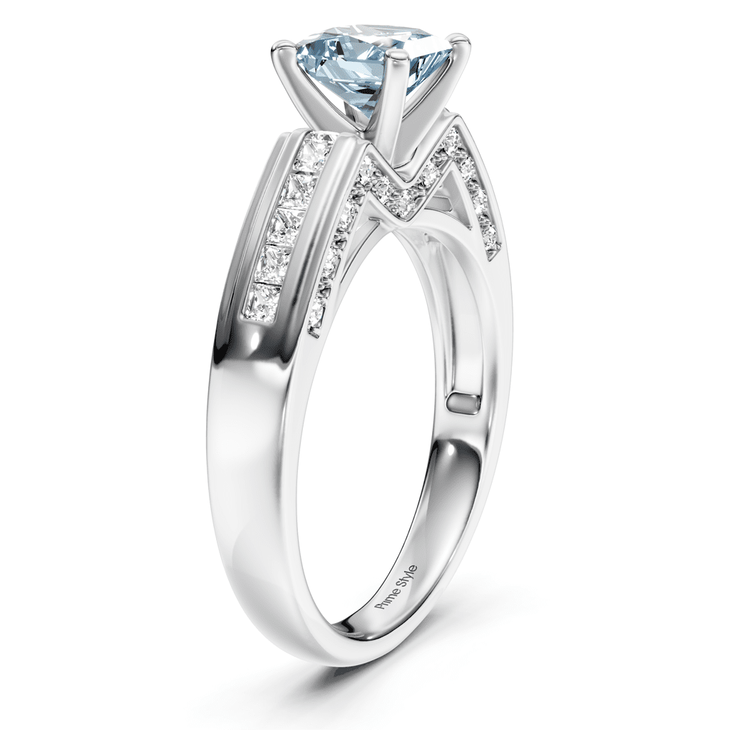 1.45 - 4.45 CT Princess & Round Cut Fancy Blue Diamonds - Engagement Ring - Primestyle.com