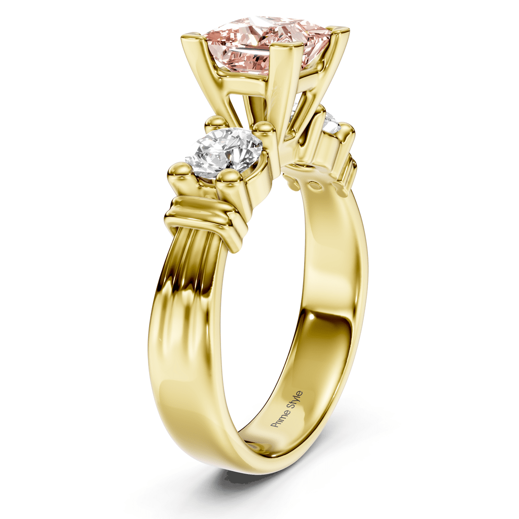 1.50-4.50 CT Princess & Round Cut Fancy Pink Diamonds - Engagement Ring