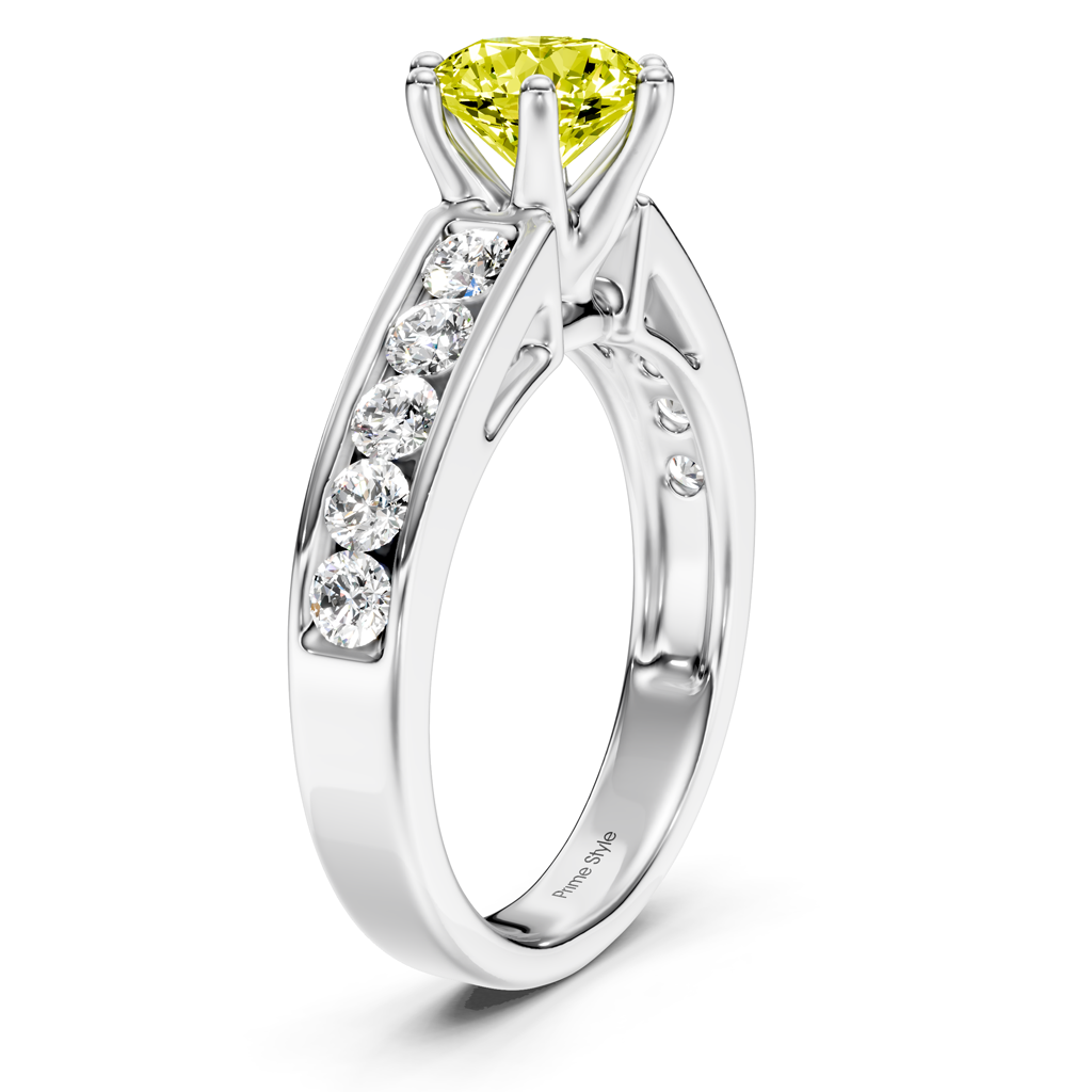 1.65-4.65 CT Round Cut Fancy Yellow Diamonds - Engagement Ring
