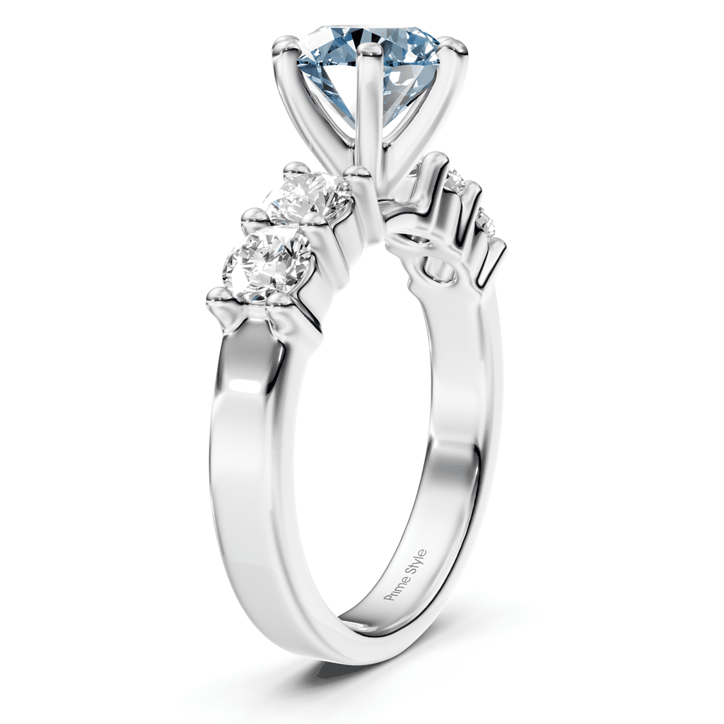 1.60 - 4.60 CT Round Cut Fancy Blue Diamonds - Engagement Ring - Primestyle.com