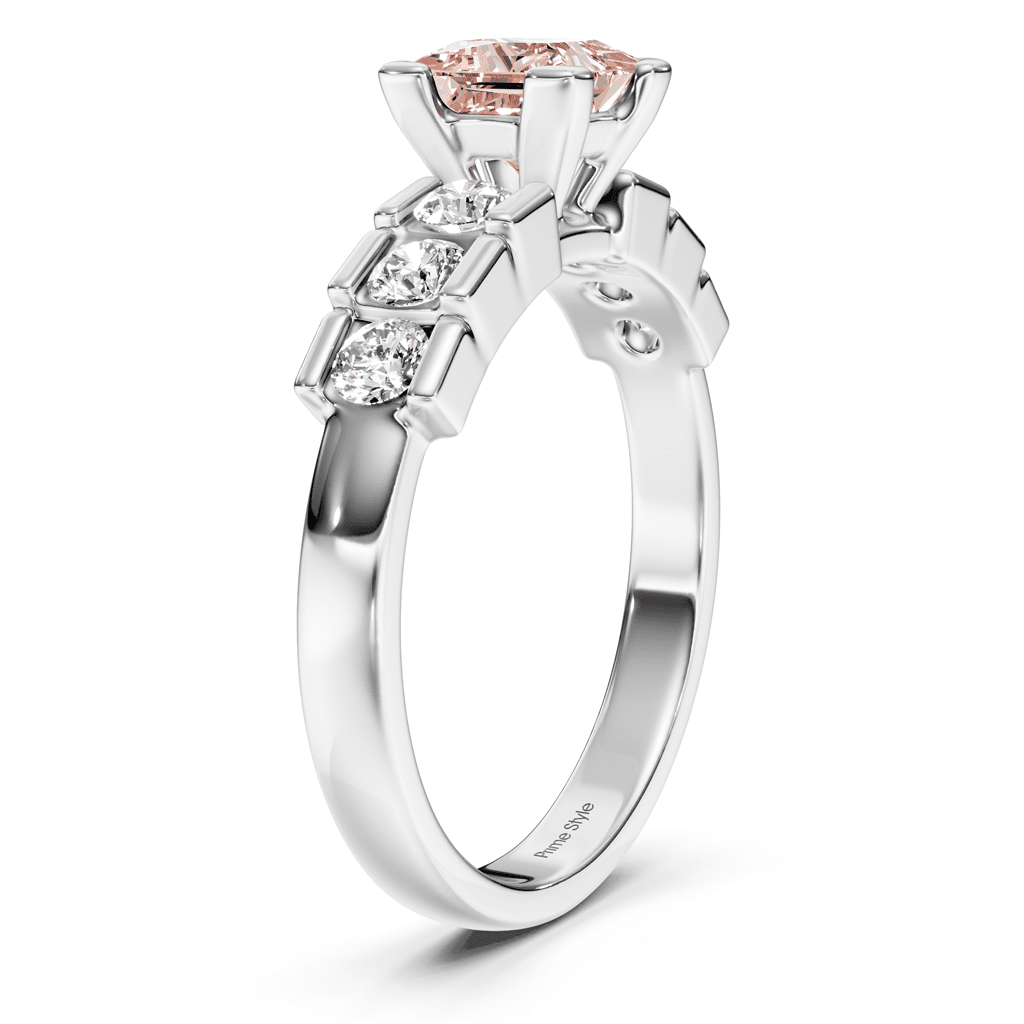 1.60 - 4.60 CT Princess & Round Cut Fancy Pink Diamonds - Engagement Ring - Primestyle.com