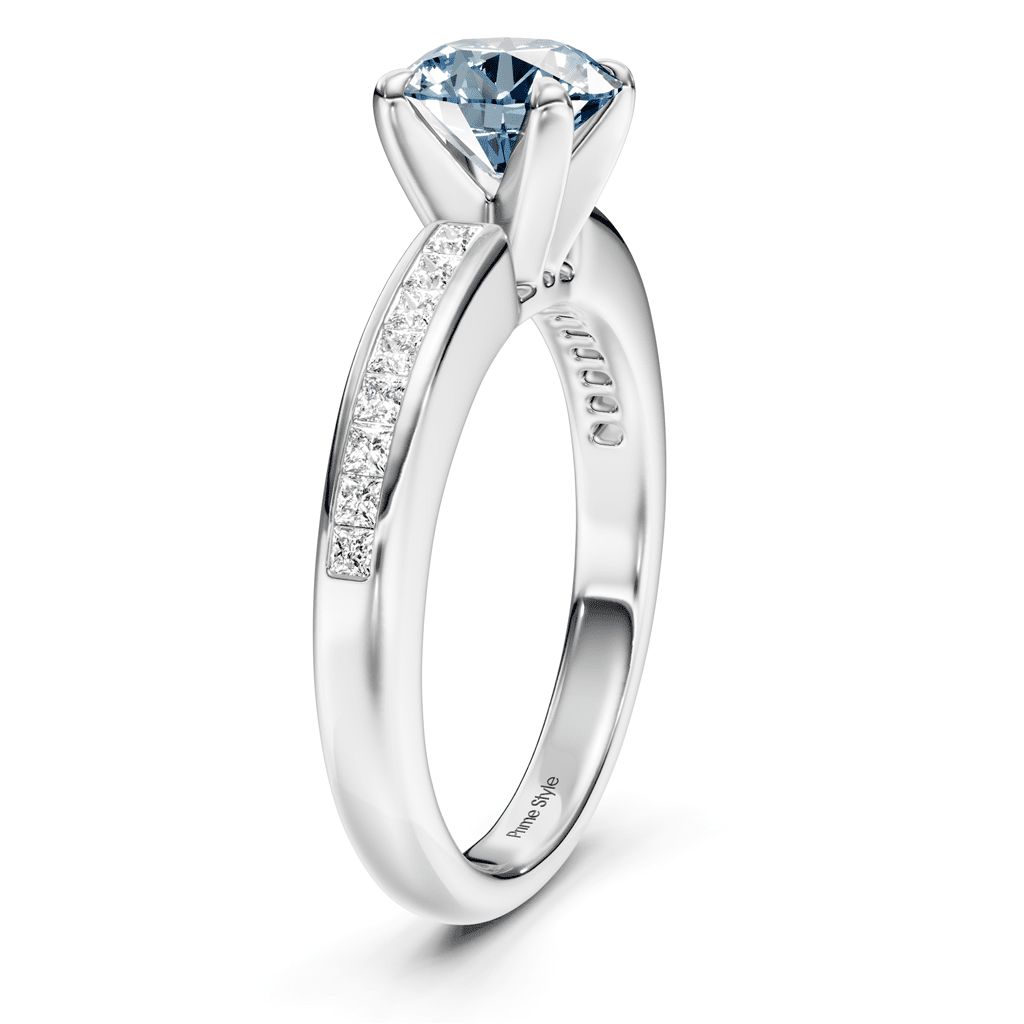 1.32-4.32 CT Princess & Round Cut Fancy Blue Diamonds - Engagement Ring