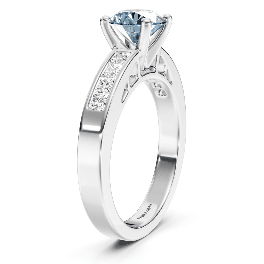 1.50-4.50 CT Princess & Round Cut Fancy Blue Diamonds - Engagement Ring