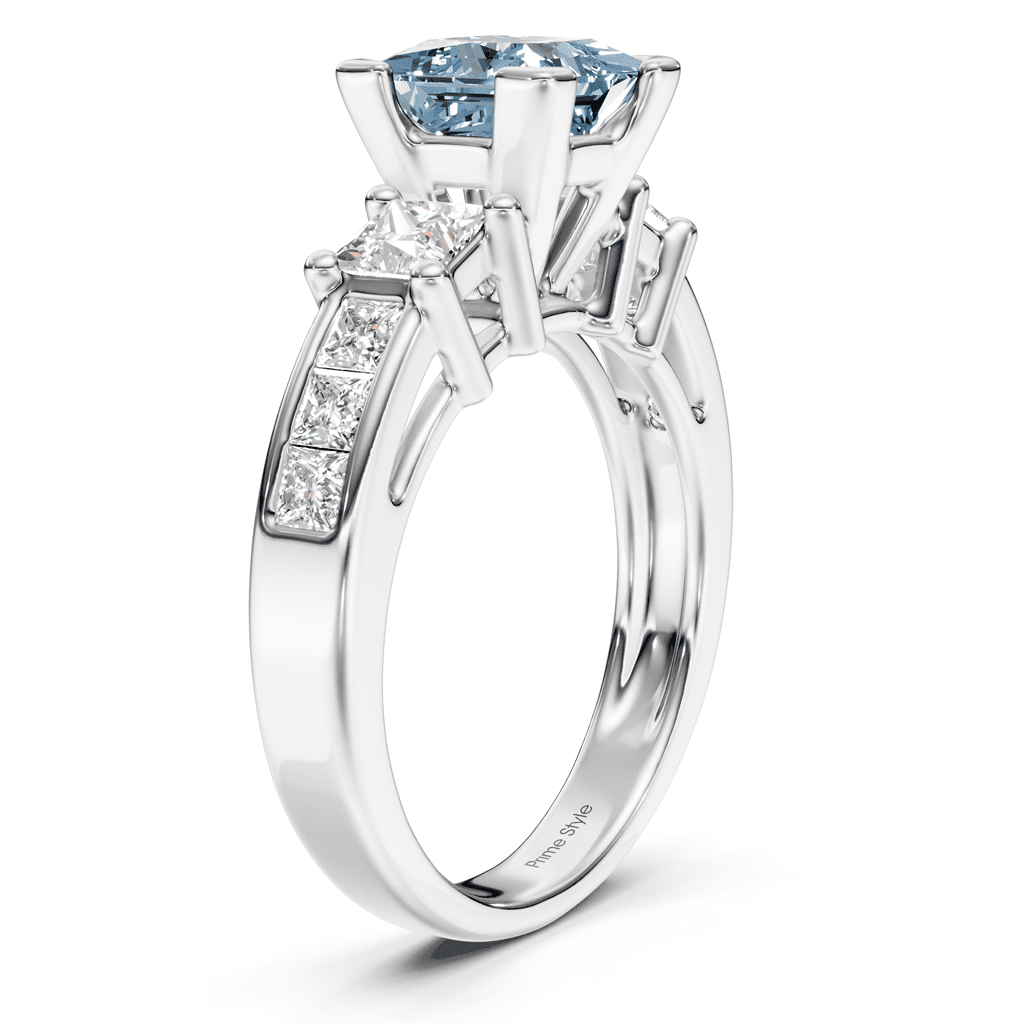 1.85 - 4.85 CT Princess Cut Fancy Blue Diamonds - Engagement Ring - Primestyle.com