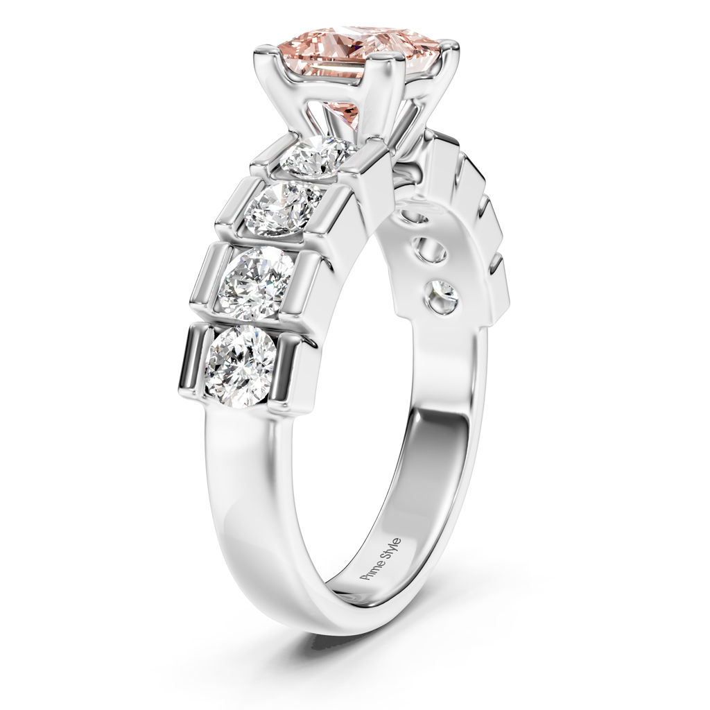 2.05-5.05 CT Princess & Round Cut Fancy Pink Diamonds - Engagement Ring